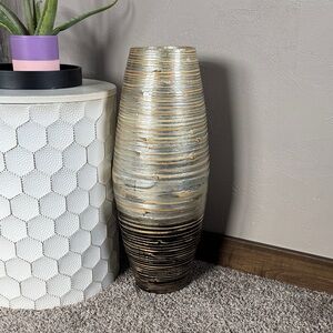 Decorative Tall Bamboo Ribbed Floor Vase